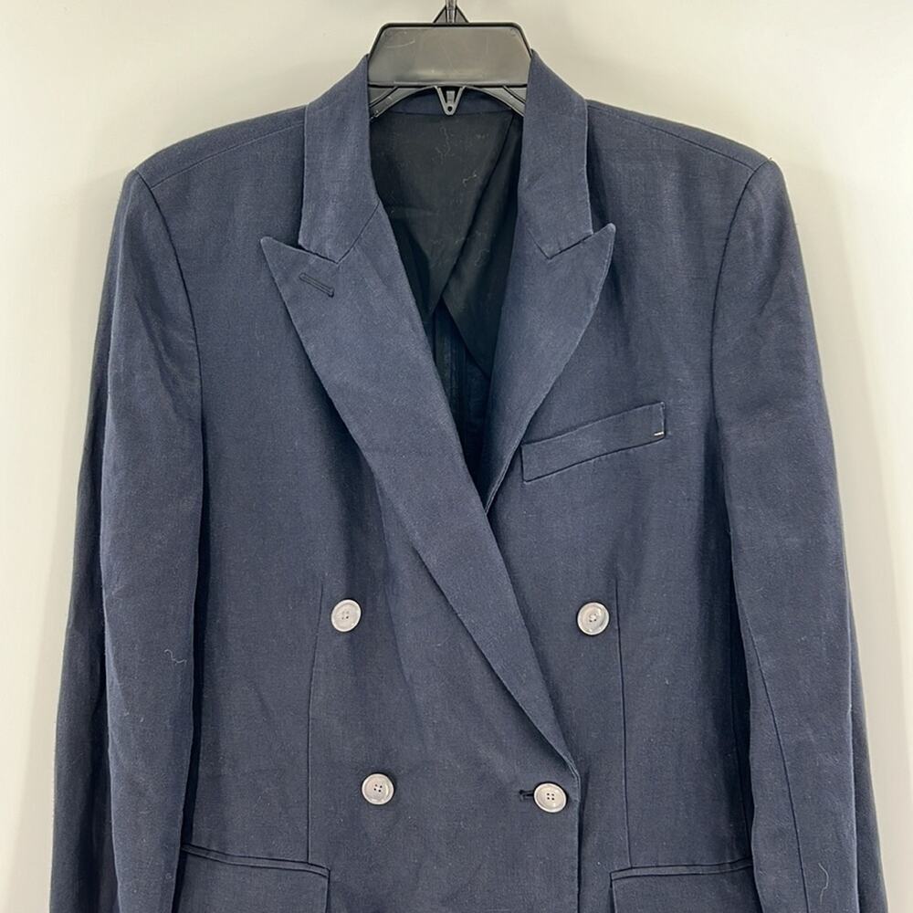 Alex Mill Women's Bre Double Breasted Blazer in Linen - Dark Navy - XS - NWT - Picture 2 of 9